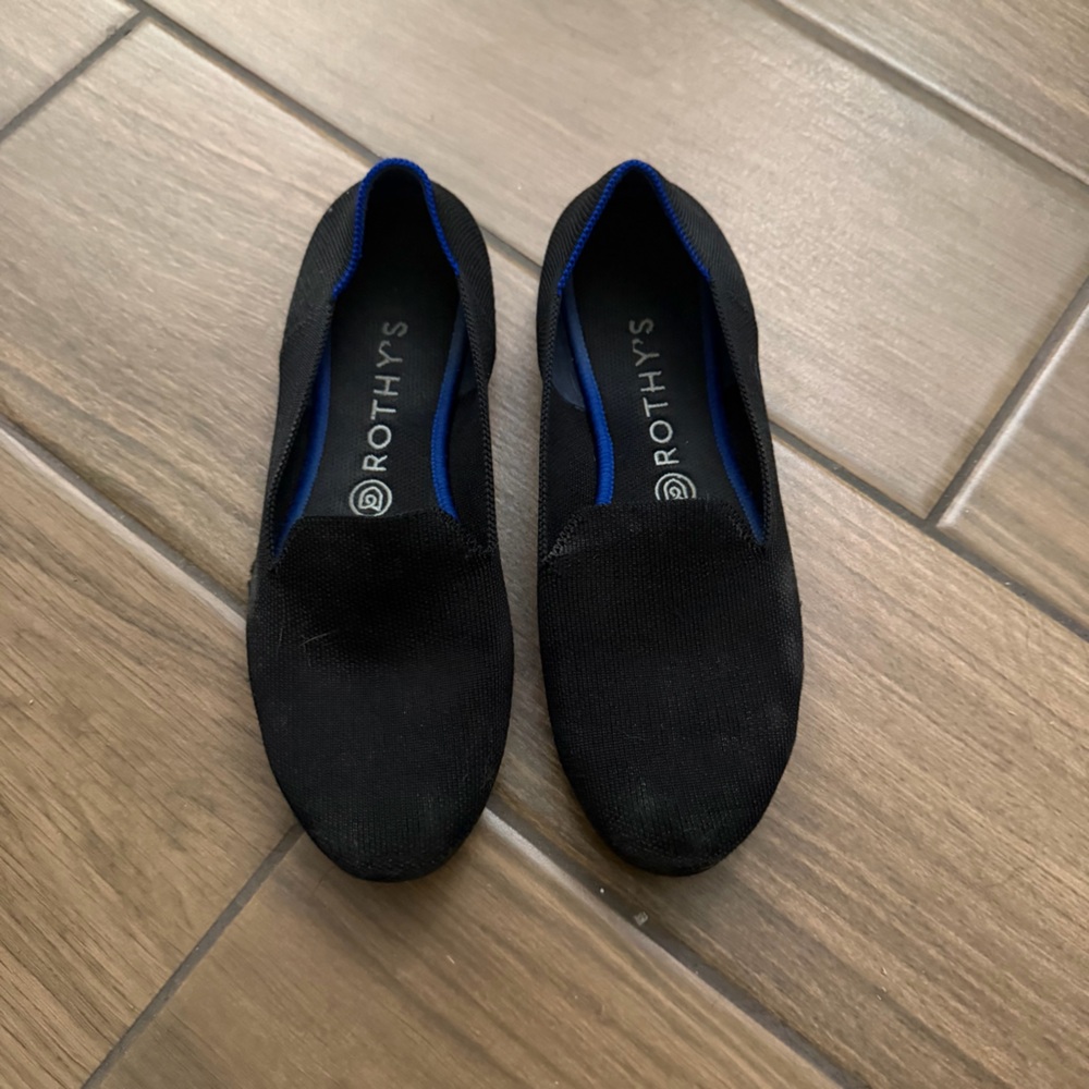 Rothys The Loafer Black Flats Shoes Knit Slip On Round Toe Sz 9